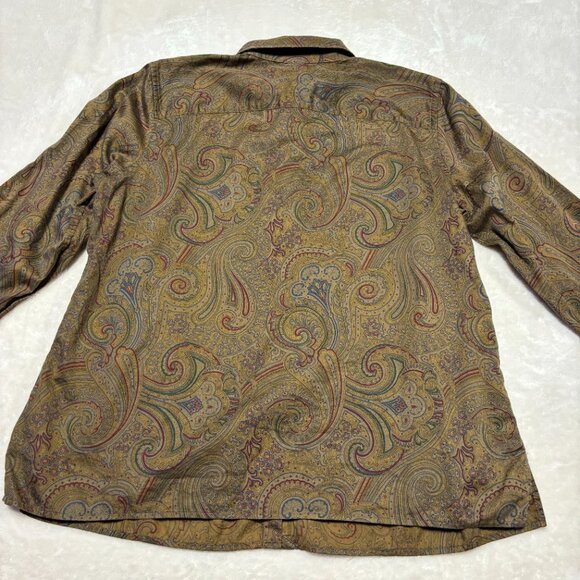 Lauren Ralph Lauren Womens Long Sleeve Button Down Brown Paisley Western 1X - Picture 7 of 10